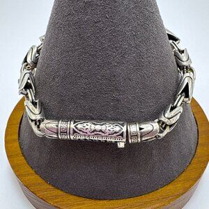 Men's Sterling Silver 925 Byzantine Round Link 1/4" Thick Bracelet 8" Length